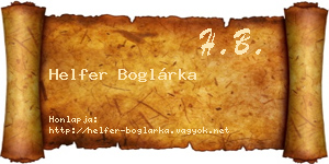 Helfer Boglárka névjegykártya